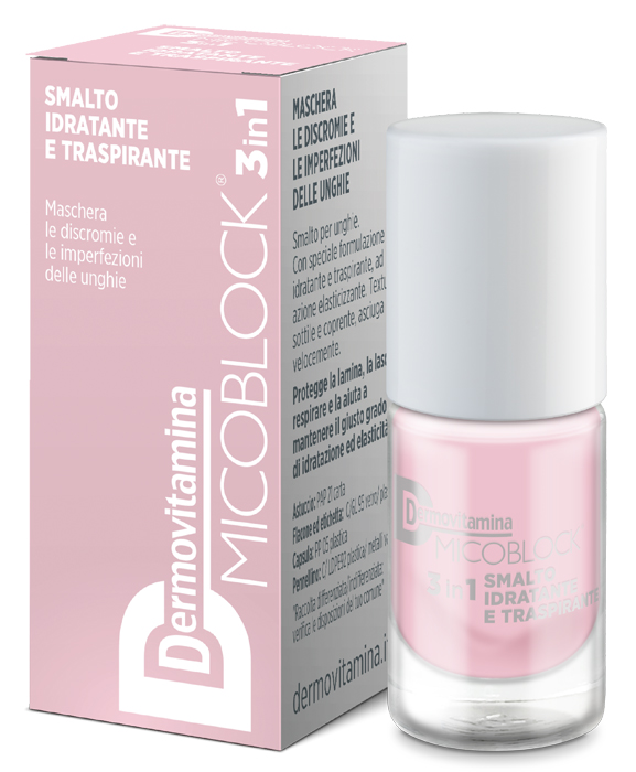 DERMOVITAMINA MICOBLOCK 3 IN 1 SMALTO IDRATANTE E TRASPIRANTE ROSA CHIARO 5 ML - Farmacia Bartoli