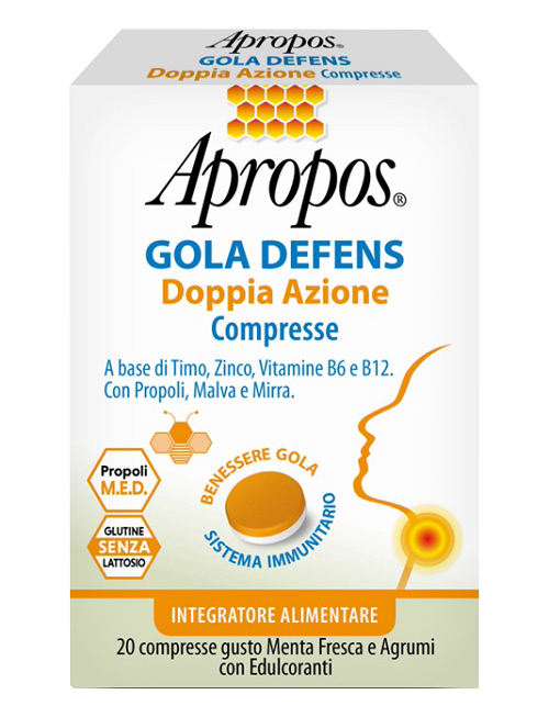 APROPOS GOLA DEFENS DOPPIA AZIONE 20 COMPRESSE - Farmacia Bartoli