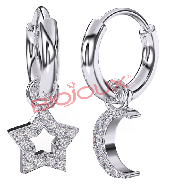 BJT228 ORECCHINO STAR&MOON HEART - Farmacia Bartoli