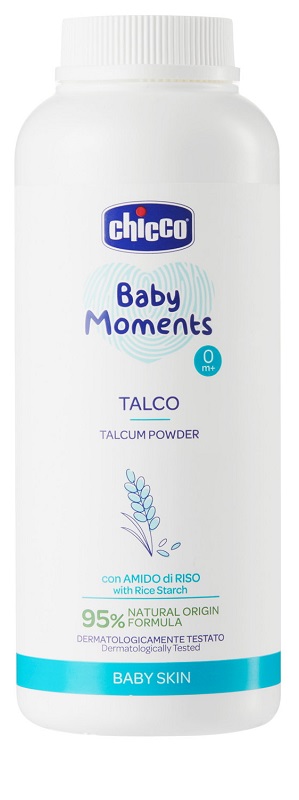 CHICCO BABY MOMENTS TALCO IN POLVERE CON AMIDO DI RISO 150 G - Farmacia Bartoli