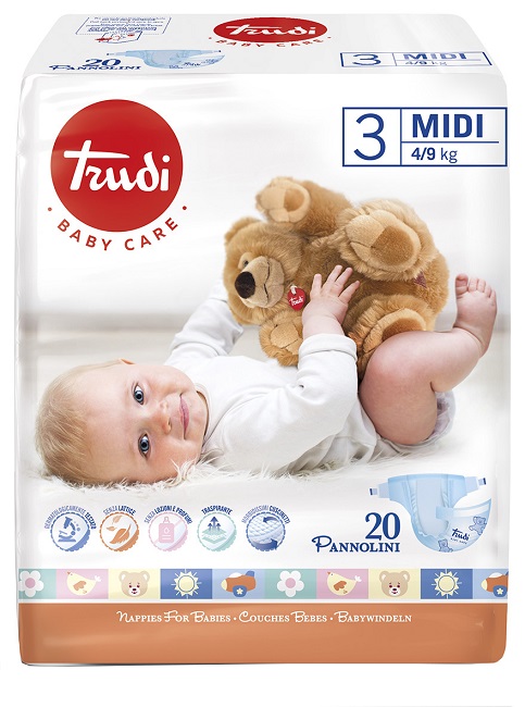 TRUDI BABY CARE PANNOLINO BAMBINI MIDI 4/9 KG 20 PEZZI - Farmacia Bartoli