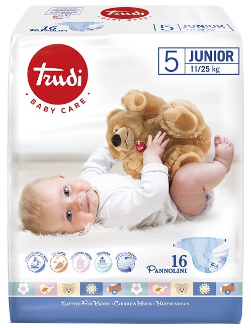 TRUDI BABY CARE PANNOLINO BAMBINI JUNIOR 11/25 KG 16 PEZZI - Farmacia Bartoli