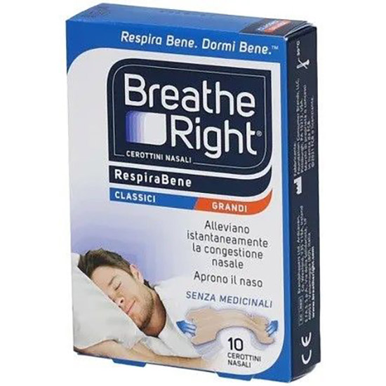 CEROTTI NASALI BREATHE RIGHT CLASSICI GRANDI 10 PEZZI - Farmacia Bartoli