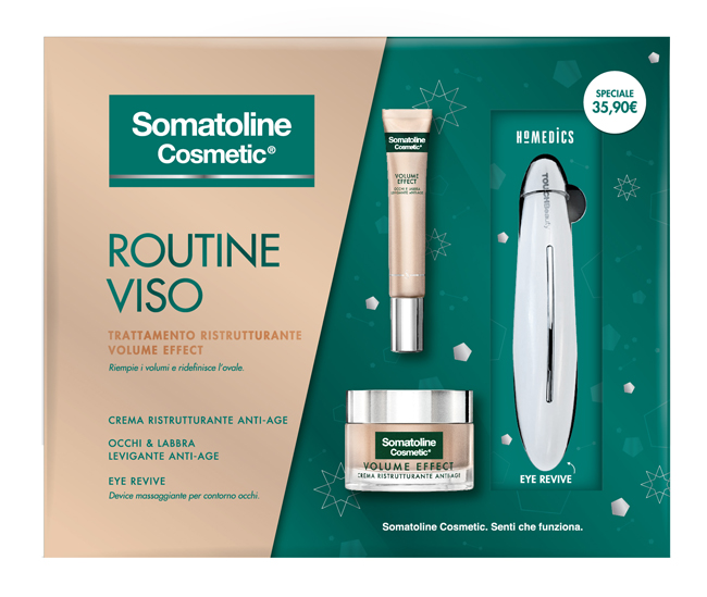 SOMATOLINE COSMETIC COFANETTO VOLUME EFFECT CREMA RISTRUTTURANTE ANTI-AGE GIORNO 50 ML + VOLUME EFFECT OCCHI E LABBRA 15 ML + EYE REVIVE - Farmacia Bartoli