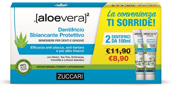 ALOEVERA2 DENTIFRICIO STEVIA BIPACK 2 X 100 ML - Farmacia Bartoli