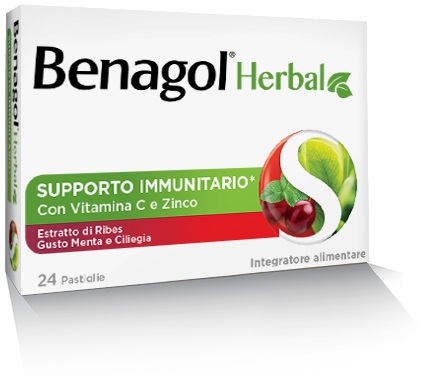 BENAGOL HERBAL MENTA E CILIEGIA 24 PASTIGLIE - Farmacia Bartoli