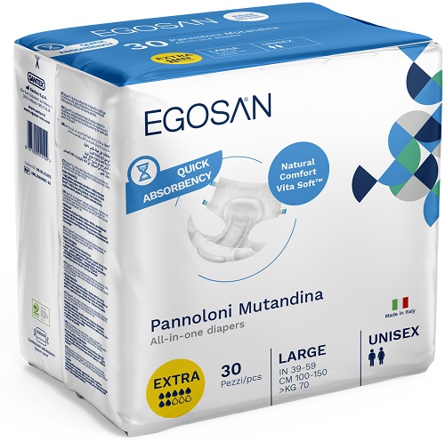 PANNOLONE A MUTANDINA EGOSAN NATURAL COMFORT ASSORBIMENTO EXTRA MISURA LARGE 30 PEZZI - Farmacia Bartoli