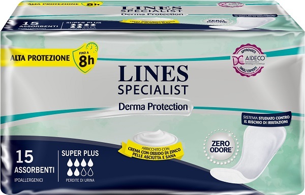 PANNOLONE PER INCONTINENZA LINES SPECIALIST DERMA SAGOMATO ANATOMICO SUPER PLUS 15 PEZZI - Farmacia Bartoli
