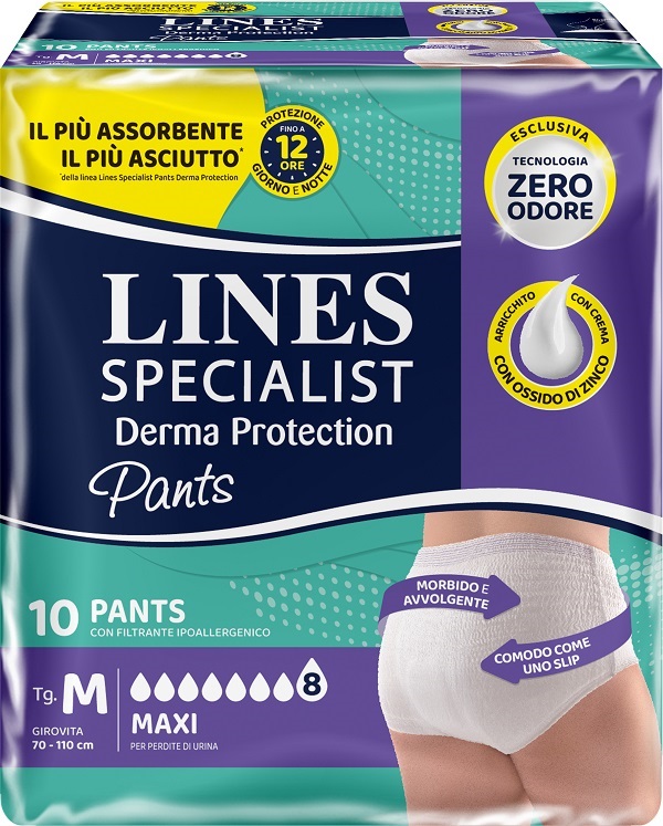 PANNOLONE PER INCONTINENZA LINES SPECIALIST DERMA PANTS MAXI M 10 PEZZI - Farmacia Bartoli