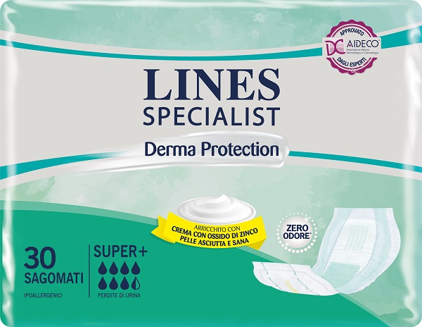 PANNOLONE PER INCONTINENZA LINES SPECIALIST DERMA SAGOMATO SUPER+ 30 PEZZI - Farmacia Bartoli