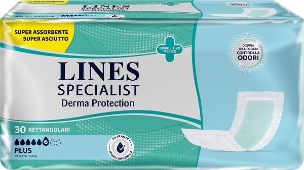 PANNOLONE PER INCONTINENZA LINES SPECIALIST DERMA RETTANGOLARE 30 PEZZI - Farmacia Bartoli