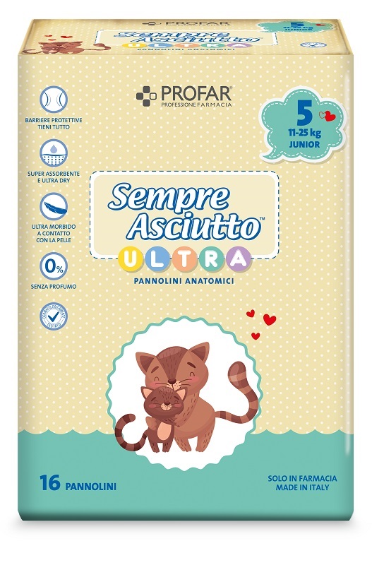 PANNOLINI PROFAR SEMPRE ASCIUTTO ULTRA JUNIOR 11/25 KG 16 PEZZI - Farmacia Bartoli