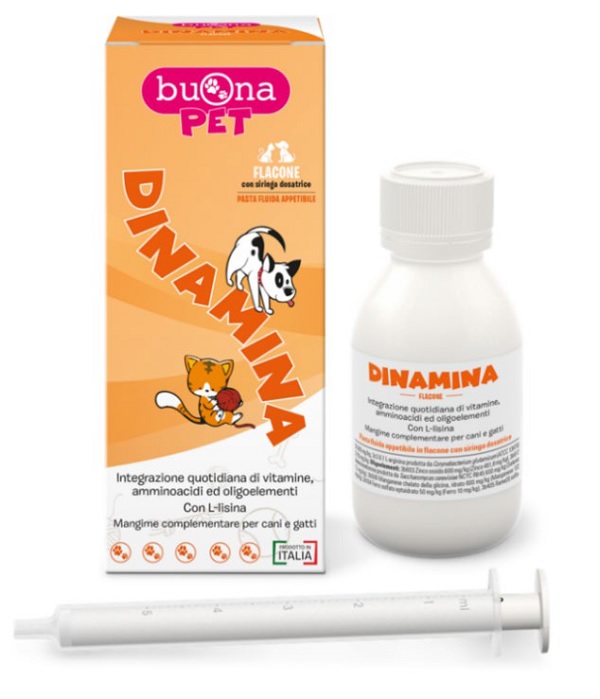DINAMINA CANI GATTI FLACONE CON SIRINGA DOSATRICE IN PASTA 60 G BUONAPET - Farmacia Bartoli
