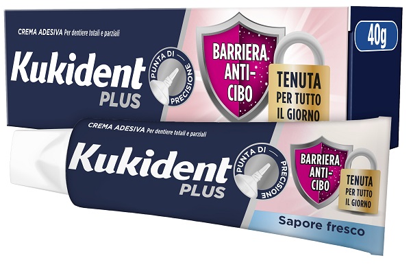 KUKIDENT PLUS BARRIERA ANTI-CIBO FRESCO CREMA ADESIVA DENTIERE 40 G - Farmacia Bartoli
