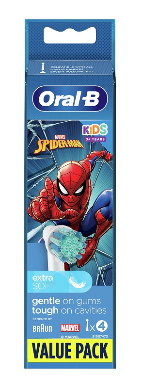 ORALB KIDS SPIDERMAN TESTINE PER SPAZZOLINO ELETTRICO 4 PEZZI - Farmacia Bartoli
