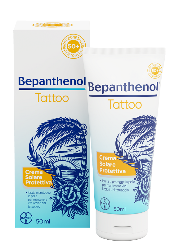 BEPANTHENOL TATTOO CREMA SOLARE PROTETTIVA SPF50+ 50 ML - Farmacia Bartoli