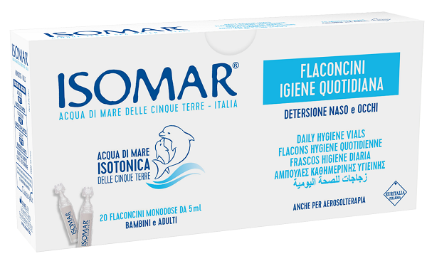 ISOMAR SOLUZIONE ISOTONICA ACQUA MARE IGIENE QUOTIDIANA 20 FLACONCINI MONODOSE 5 ML - Farmacia Bartoli
