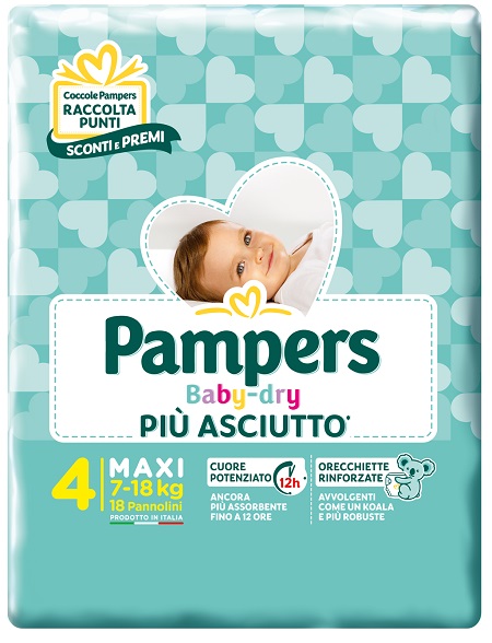 PAMPERS BABY DRY PANNOLINI DOWNCOUNT MAXI 18 PEZZI - Farmacia Bartoli