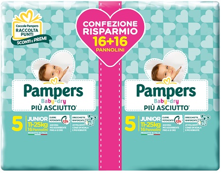 PAMPERS BABY DRY PANNOLINI DUO DOWNCOUNT JUNIOR 32 PEZZI - Farmacia Bartoli