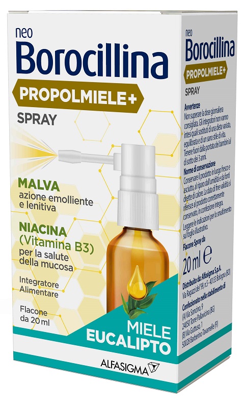 NEOBOROCILLINA PROPOLMIELE+ SPRAY MIELE EUCALIPTO 20 ML - Farmacia Bartoli