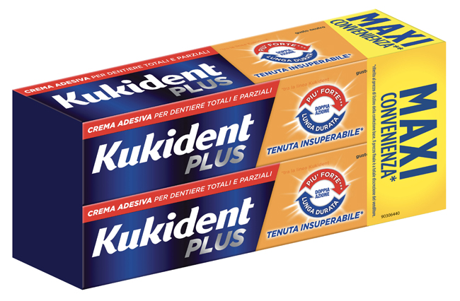 KUKIDENT PLUS DOPPIA AZIONE TENUTA INSUPERABILE CREMA ADESIVA DENTIERE 2X65 G - Farmacia Bartoli