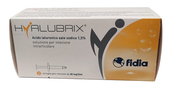 SIRINGA INTRA-ARTICOLARE HYALUBRIX ACIDO IALURONICO 1,5% 30 MG 2 ML 3 PEZZI NO ETO - Farmacia Bartoli