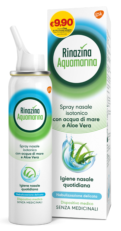 SOLUZIONE ISOTONICA RINAZINA AQUAMARINA ALOE DELICATA PROMO 100 ML - Farmacia Bartoli