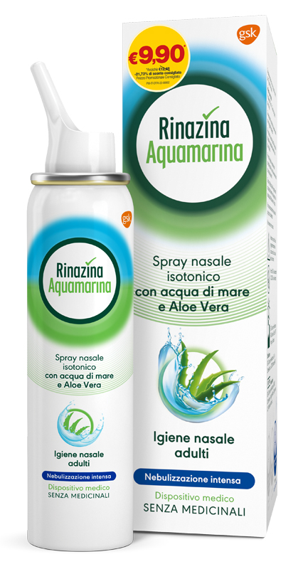 SOLUZIONE ISOTONICA RINAZINA AQUAMARINA ALOE INTENSA PROMO 100 ML - Farmacia Bartoli