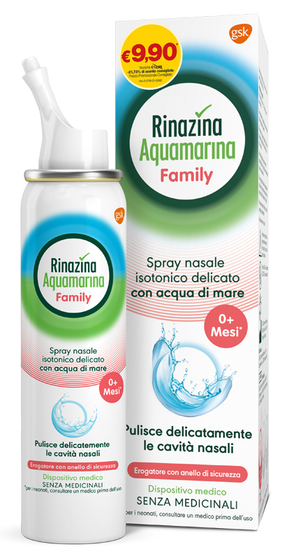 SPRAY NASALE ISOTONICO RINAZINA AQUAMARINA FAMILY PROMO 100 ML - Farmacia Bartoli
