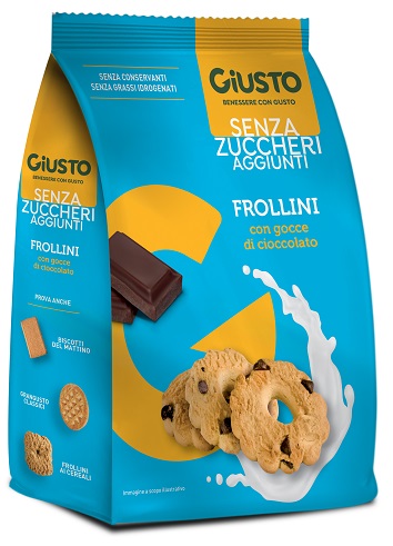 GIUSTO SENZA ZUCCHERO FROLLINI GOCCE CIOCCOLATO SENZA ZUCCHERO 350 G - Farmacia Bartoli