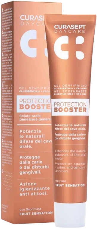 CURASEPT DAYCARE DENTIFRICIO PROTECTION BOOSTER FRUIT SENSATION 75 ML - Farmacia Bartoli