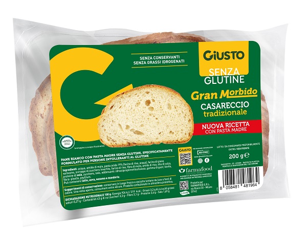 GIUSTO SENZA GLUTINE GRAN MORBIDO PANE CASARECCIO 200 G - Farmacia Bartoli