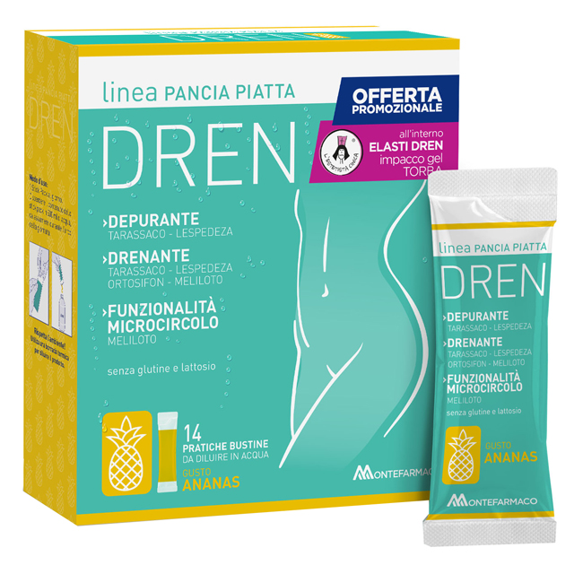 PANCIA PIATTA DREN ANANAS 14 BUSTINE STICK PACK + TORBA DRENANTE - Farmacia Bartoli