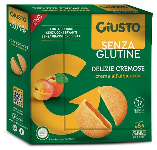 GIUSTO SENZA GLUTINE DELIZIE CREMOSE ALBICOCCA 6 CONFEZIONI DA 30 G - Farmacia Bartoli