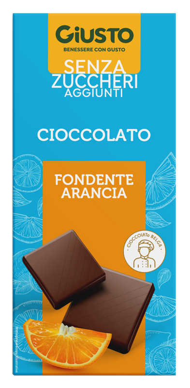 GIUSTO SENZA ZUCCHERO CIOCCOLATO FONDENTE ARANCIA 85 G - Farmacia Bartoli