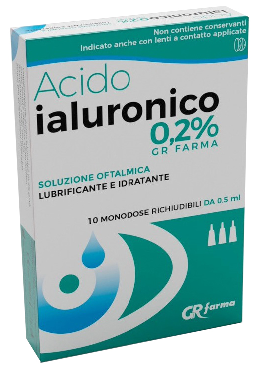SOLUZIONE OFTALMICA LUBRIFICANTE E IDRATANTE ACIDO IALURONICO 0,2% 10 MONODOSE RICHIUDIBILI DA 0,5 ML - Farmacia Bartoli
