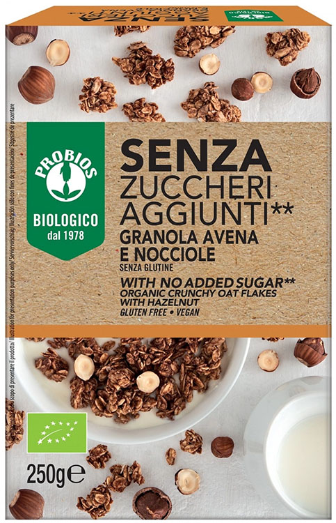 PROBIOS GRANOLA SENZA ZUCCHERI AGGIUNTI AVENA E NOCCIOLA SENZA GLUTINE 250 G - Farmacia Bartoli