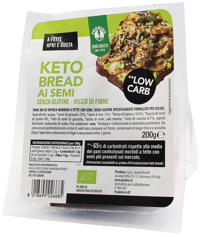 PROBIOS KETO BREAD CON SEMI SENZA GLUTINE 200 G - Farmacia Bartoli