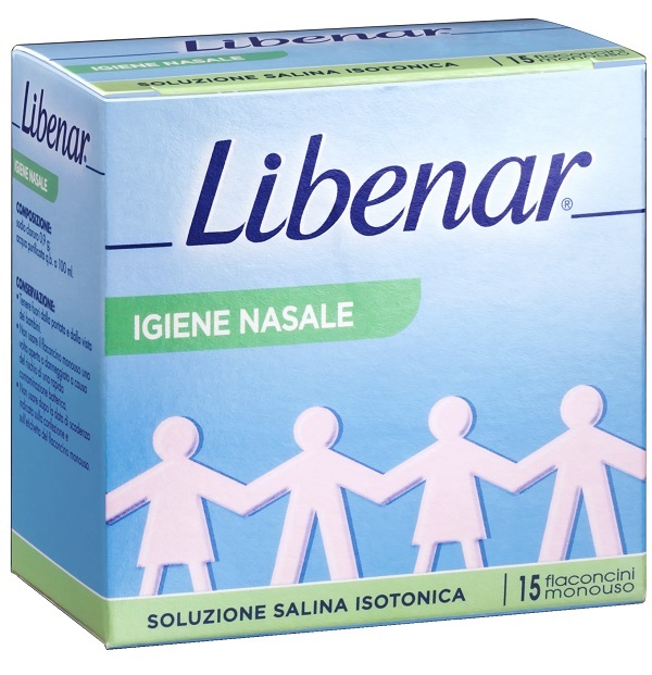 SOLUZIONE SALINA ISOTONICA 0,9% LIBENAR PER IGIENE NASALE 15 FLACONCINI MONOUSO X 5 ML - Farmacia Bartoli