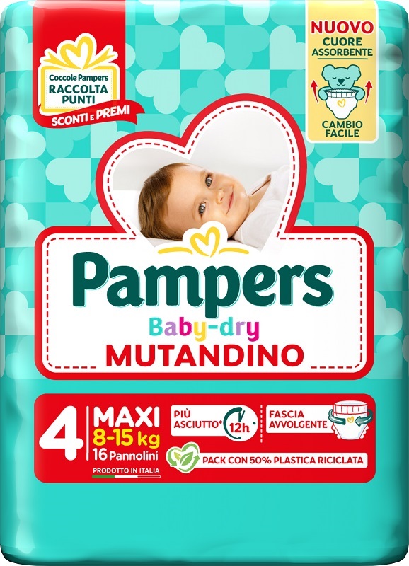 PAMPERS BABY DRY PANNOLINO MUTANDINA MAXI SMALL PACK 16 PEZZI - Farmacia Bartoli
