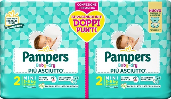 PAMPERS BABY DRY PANNOLINO DUO DOWNCOUNT MINI 48 PEZZI - Farmacia Bartoli
