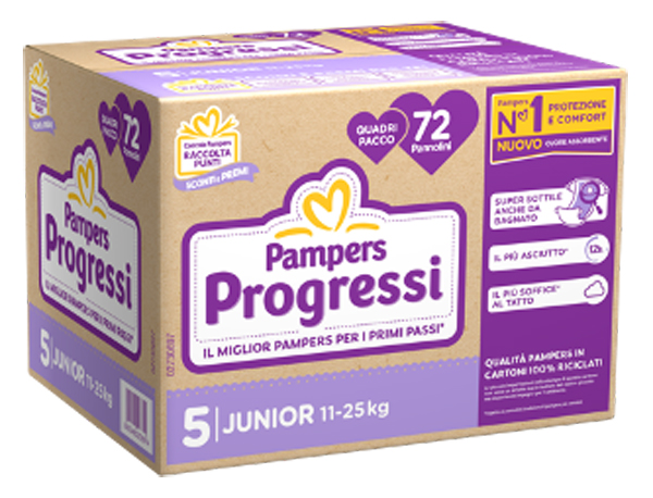 PAMPERS QUADRI PROGRESSI JUNIOR 72 PEZZI - Farmacia Bartoli
