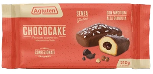 AGLUTEN CHOCOCAKE 4 PLUMCAKE RICOPERTI CON CIOCCOLATO AL LATTE CON FARCITURA ALLA GIANDUIA X 52,5G - Farmacia Bartoli