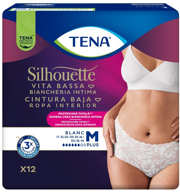 PANNOLONE A MUTANDINA ASSORBENTE TENA SILHOUETTE PLUS WHITE MEDIUM 12 PEZZI - Farmacia Bartoli