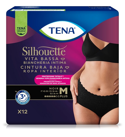 PANNOLONE A MUTANDINA ASSORBENTE TENA SILHOUETTE NOIR M VITA BASSA 12 PEZZI - Farmacia Bartoli