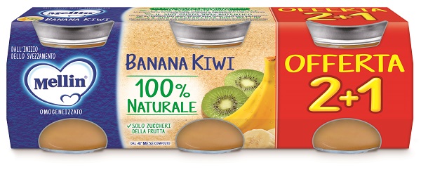 MELLIN OMOGENEIZZATO BANANA KIWI 3 PEZZI DA 100 G - Farmacia Bartoli