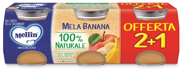 MELLIN OMOGENEIZZATO MELA BANANA 3 PEZZI DA 100 G - Farmacia Bartoli