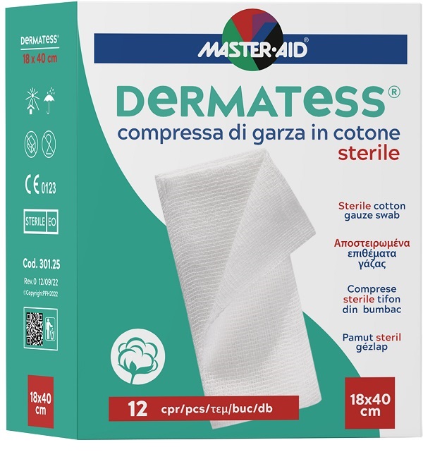 GARZA IDROFILA DERMATESS COTONE 18X40 12 PEZZI - Farmacia Bartoli