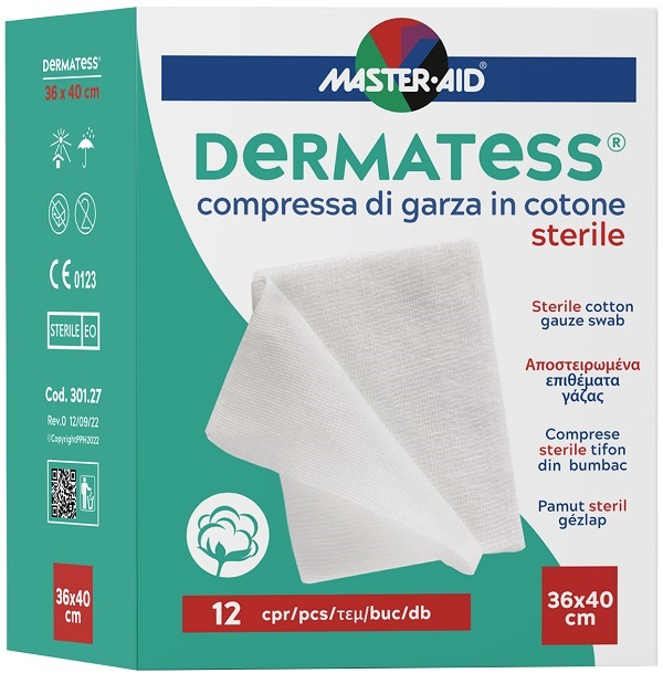 GARZA COMPRESSA DERMATESS IN COTONE 36X40CM 12 PEZZI - Farmacia Bartoli