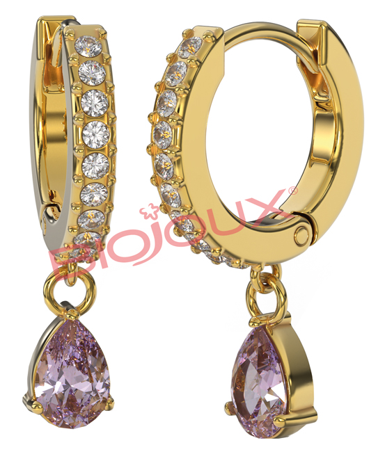BJT317 ORECCHINO INES VIOLET 24MM STEEL GOLD PLATED - Farmacia Bartoli